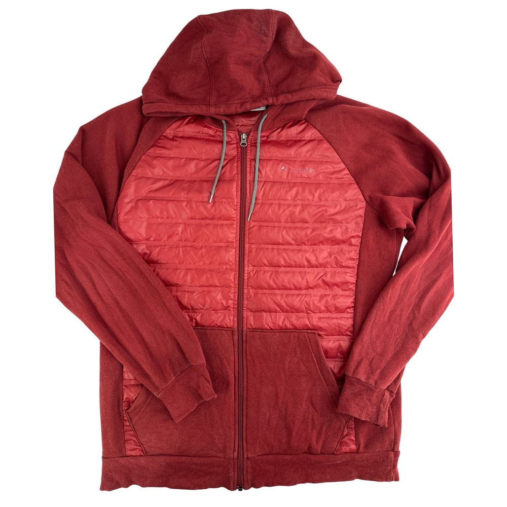 Columbia Men's Full Zip Puffer Hoodie Jacket Red Size Medium Gorpcore Outdoor